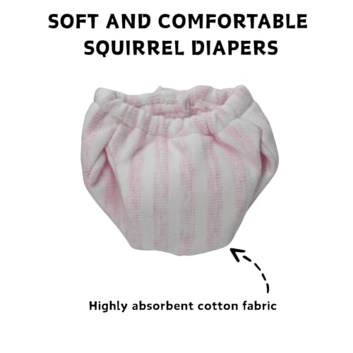 Washable Squirrel Diapers - Extra Small Reusable Pet Cloth Diapers Highly Absorbent Leak-Proof Urine Wet Pants with Adjustable Waistline for Indoor Squirrel (Pink, M (3.9" - 6.3"), Count, 1) - color: Pink