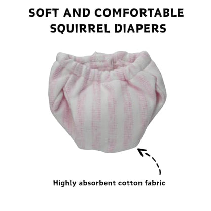 Washable Squirrel Diapers - Extra Small Reusable Pet Cloth Diapers Highly Absorbent Leak-Proof Urine Wet Pants with Adjustable Waistline for Indoor Squirrel (Pink, M (3.9" - 6.3"), Count, 1) - color: Pink