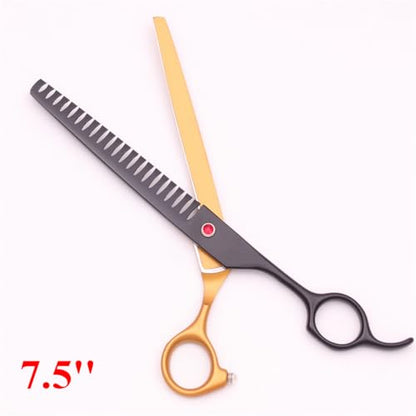 Professional Pet Grooming Shears Set – 7.5" Straight & Curved Cutting Scissors, 7.5" Thinning & Fishbone Shears with Grooming Comb, Complete Scissors Kit for Dogs & Cats (Black&Gold) - color: Black&gold