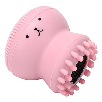 Ymiko Dog Bath Brush, Cat Massager Shower Scrubber with Shampoo Dispenser Cat Rubber Soft Foaming Bath Brush Dog Scrubber For Bath For Shedding, Bathing, Massaging, Grooming, 2.0x2.1in (Pink【bubble