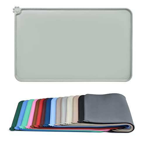 AUDWUD Silicone Waterproof Pet Feeding Mats,Anti Slip Bowl Pad, Dog Mat for Food and Water - color: Mist, size: 18.5" x 11.5"