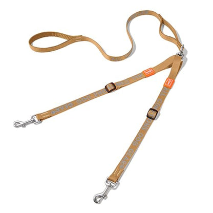 HOWGO Double Dog Leash,Tangle-Free 360 Swivel(Brown, Std M-L w.Handle) | Individually Adjustable Length, Double Padded Handles,Zinc Alloy Hooks,Durable Nylon,No-Tangle Walking,All Breeds - color: Brown, size: Std M/L Handle