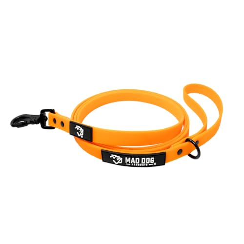 Biothane Dog Leash by Mad Dog Products - (.75" x 6 Foot Clip Leash, Orange) - color: Orange
