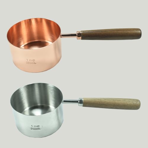 1 Cup Stainless Steel Dog Cat Food Measuring Scoop for Dry and Wet Food, Accurate Measurement for Rice, Flour, Grain (Long Handle Silver) - color: Stainless Steel