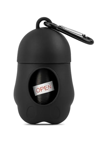 4-in-1 Retractable Dog Leash Set Includes Waste Bag Dispenser, Refill Bags & Collapsible Water Bowl Heavy Duty Nylon Leash with One-Hand Lock, Anti-Slip Grip for Small to Medium Pets (Black and Gray) - color: Black and Gray