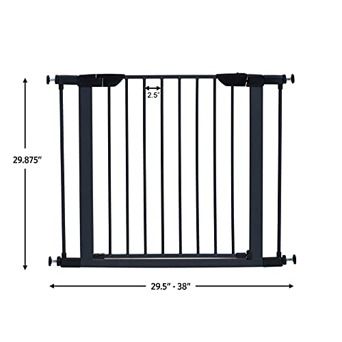 Midwest 29" Steel Walk-Thru Dog Gate, Graphite | Pressure Mounted, Expands 29.5"- 38" Wide, Auto-Close Door, Spring-Loaded Latch, Includes Two 3" Extensions - color: Graphite, size: 29-Inch