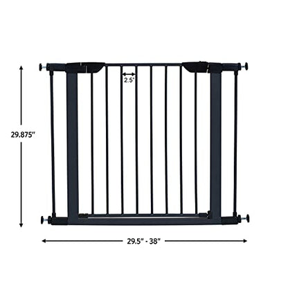 Midwest 29" Steel Walk-Thru Dog Gate, Graphite | Pressure Mounted, Expands 29.5"- 38" Wide, Auto-Close Door, Spring-Loaded Latch, Includes Two 3" Extensions - color: Graphite, size: 29-Inch