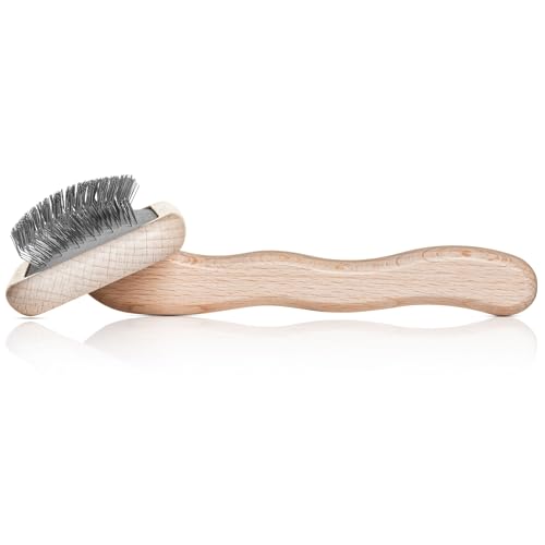 Chris Christensen Mark III Slicker Brush for Dogs, 12mm Pins, Groom Like a Pro, Handcrafted Lightweight Beechwood Ergonomic Handle, Stainless Steel Pins, A5III Medium. Made in Germany. - size: Mark III Medium