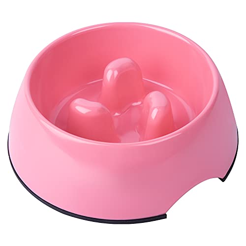 Super Design Slow Feeder Dog Bowl, 1 Cup, Nonslip, Heat-Resistant, Sturdy, Suitable for Small to Medium Sized Dogs - color: Rose, size: M