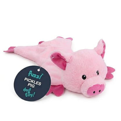 Fuzzl Pickles Pig Crinkle & Squeak Dog Toy – No Mess Minimal Stuffing Plush Puppy Toy – Interactive Soft Dog Squeaky Toy for Small to Medium Dogs – Durable Shaking, Tossing & Cuddling Toy - style: Pickles Pig