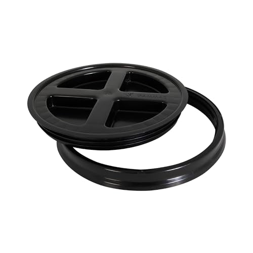 Gamma2 Seal Lid Black | Food-Safe | For 3.5-7 Gallon Buckets | BPA-Free | Pack of 12 - color: Black, size: Fits 3.5, 5, 6, & 7 Gallon Buckets (Pack of 12)