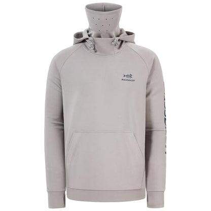 BASSDASH Men’s Fishing Fleece Hoodie with Neck Gaiter Water Resistant Performance Hunting Sweatshirt FS18M - color: Light Heather Grey, size: 4X-Large