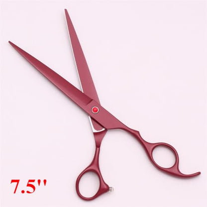 Professional Pet Grooming Shears Set – 7.5" Straight & Curved Cutting Scissors, 7.5" Thinning & Fishbone Shears with Grooming Comb, Complete Scissors Kit for Dogs & Cats (Red) - color: Red