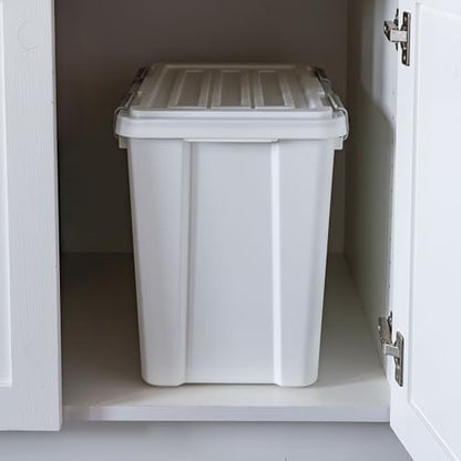 IRIS USA Stackable Dog Food Storage Container with 2 Cup Scoop, 4 Secure Latches, Fits up to 30 lbs, Pet Dry Food Bin, Gasket Seal Lid, BPA Free, Stackable, Easy Measure, White - color: White/Gray
