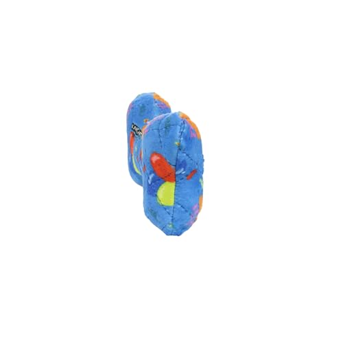MIGHTY Tuffy Bone Dog Toy: Ultra Durable Plush Toy with Multiple Layers & Reinforced Seams, Washable and Floats, Vinyl Bone & Fleece - color: Blue Medium Birthday Celebration Bone