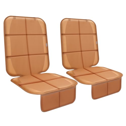 Meolsaek Car Seat Protector for Child Car Seat, Durable 600D Fabric Waterproof Car Seat Cover with Thick Pad Non-Slip Backing，No Imprints (Tan-2 pcs) - color: Tan-2 pcs