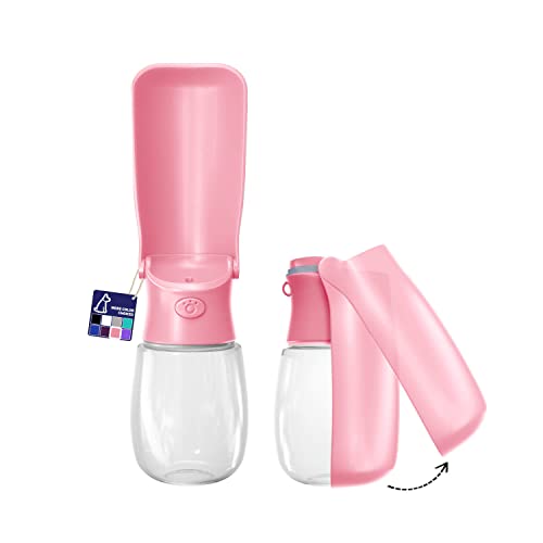 WePet Foldable Portable Dog Water Bottle Puppy Water Dispenser with Drinking Feeder, 12 OZ, High-Temperature Resistant Leak Proof for Pets Outdoor Walking, Hiking, Travel, Food Grade Plastic BPA Free - color: #03 Pink, size: 12 oz