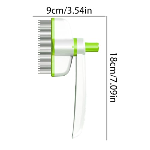Pets Grooming Comb - Dog Hair Comb | Rotation Design Pet Grommer Comb with Release Button | Detangling Cat Comb | Dematting Comb | Cat Comb for Pets Removing Loose Hair for Shedding and Detangling - color: Green