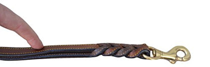6 Foot Braided Leather Dog Leash with Traffic Handle, Two Handles for Training and Safety, Double Your Control with 2 Locations, Lead for Large and Medium Dogs Brown 6ft x 3/4 Inch - color: Brown