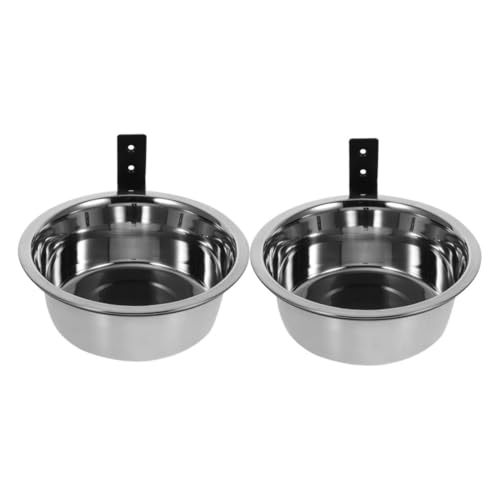 Toyvian 2sets Wall Mounted Elevated Dog Bowl Stainless Steel Feeding Station for Dogs Space-Saving Design Easy to Clean for Crates and Cages