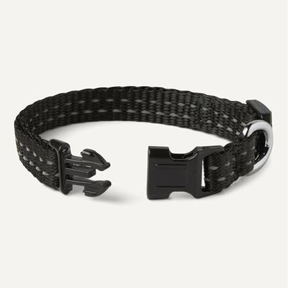 Amazon Basics Reflective Polyester Dog Collar, Adjustable Length 11.2"-16.9", 0.9" W, Quick-Release Buckle for Easy On/Off, Small, Black - size: s