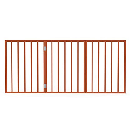 PETMAKER Pet Gate – Dog Gate for Doorways, Stairs or House – Freestanding, Folding, Accordion Style, Wooden Indoor Dog Fence (24-Inch, Mahogany)