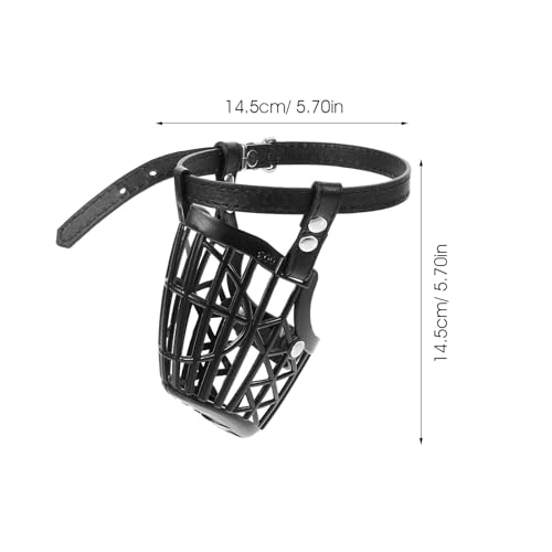 UKCOCO 1set Plastic Basket Dog Muzzle with Adjustable Pu Leather Strap Breathable Mouth Cover for Biting Barking Chewing Control Lightweight Black Masks for Large Dogs