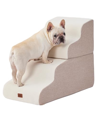 Beige Curved Dog Stairs Ramp for High Beds 22.8" H, 4-Step Dog Steps for Couch Sofa and Chair, Pet Stairs for Cats, Non-Slip Balanced Pet Steps - color: Beige, style: 4-Step
