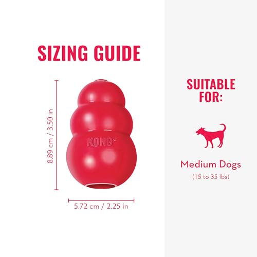 KONG Classic Stuffable Dog Toy - Fetch & Chew Toy for Dogs - Treat-Filling Capabilities & Erratic Bounce for Extended Play Time - Durable Natural Rubber Material - for Medium Dogs - size: Medium (Pack of 1)