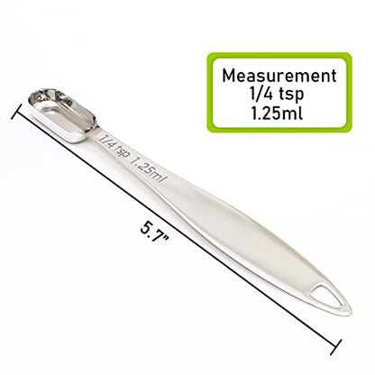 1PCS 1/4Teaspoon (1.25ml) Single Measuring Spoon, Individual Stainless Steel Long Handle Measure Tablespoon Only - size: 1/4tsp|1/12tbsp|1.25ml|0.04oz