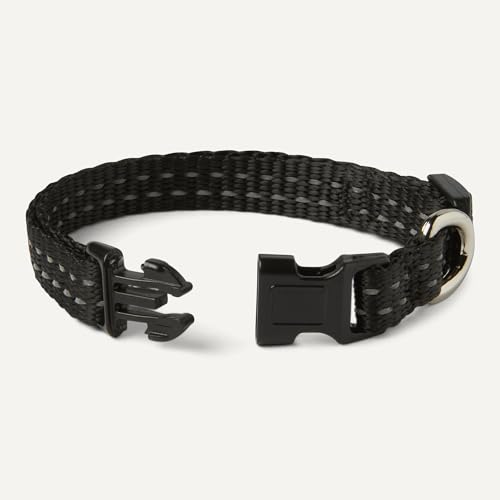 Amazon Basics Reflective Polyester Dog Collar, Adjustable Length 8.7"-13.5", 0.7" W, Quick-Release Buckle for Easy On/Off, Extra Small, Black - size: xs