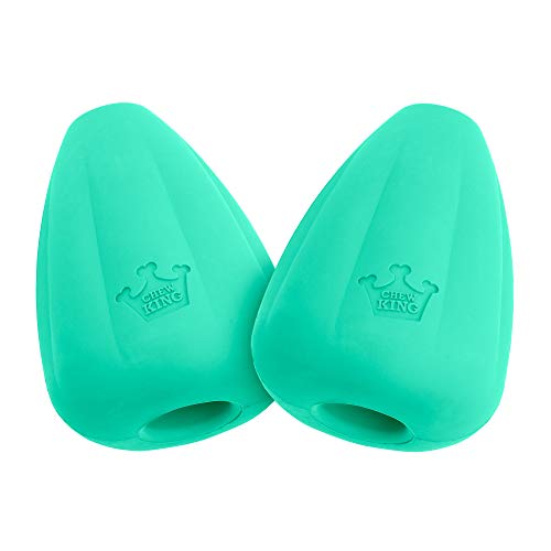 Chew King by Mammoth Premium Treat Dispensing Dog Toy, Durable Natural Rubber Chew Toy, Safety Air Vent, Interactive Enrichment Toy for Aggressive Chewers, XL - For Dogs 40-75lbs - Pack of 2 - Teal - color: 2-Pack Treater (Teal), size: X-Large