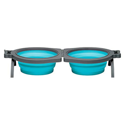 Loving Pets 73807991: Travel Double Diner Dog Bowl, Blue Sm - color: Blue