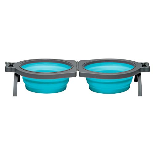 Loving Pets 73807991: Travel Double Diner Dog Bowl, Blue Sm - color: Blue