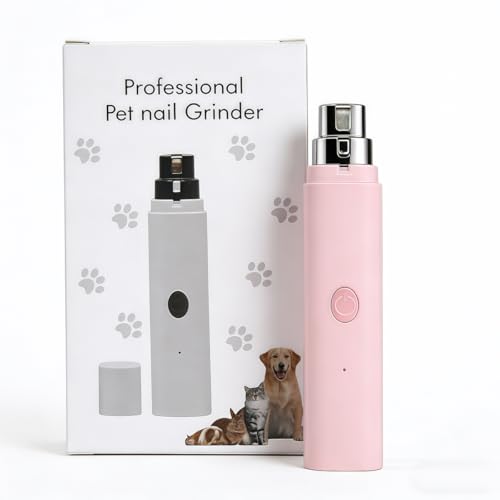 Pet Nail Grinder for Dogs & Cats, 2-Speed Electric Pet Nail File with Safety Guard, Low Noise & Vibration, Rechargeable USB Cord, Quick & Painless Trimming for Small to Large Pets (Pink) - color: Pink