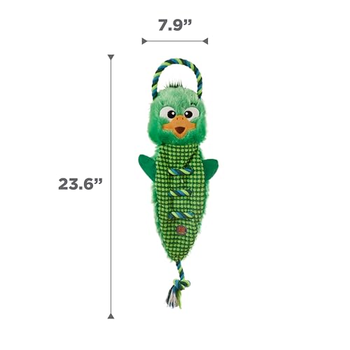 Outward Hound Ropiez Rope Interactive Dog Tug Toy for Tugging Squeaky Fun, 23.6 Inch Mallard, Green, Large - color: Ropiez Mallard