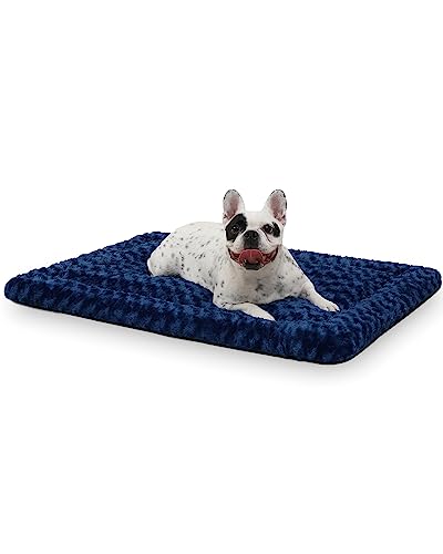 Washable Dog Bed Mat Crate Pad Soft Fluffy Pet Kennel Beds Dog Sleeping Mattress for Large Jumbo Medium Small Dogs, 36 x 23 Inch, Blue - color: Blue, size: 36.00" x 23.00" x 1.50"