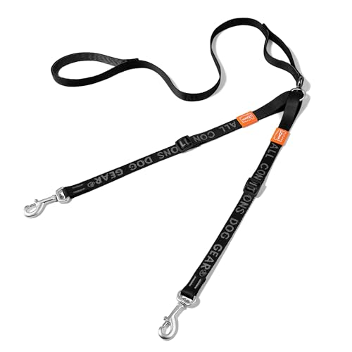 HOWGO Double Dog Leash,Tangle-Free 360 Swivel(Black, Pro S-M w.Handle) | Individually Adjustable Length, Double Padded Handles,Aviation Aluminum Hooks,Durable Nylon,No-Tangle Walking,All Breeds - color: Black, size: Pro S/M Handle