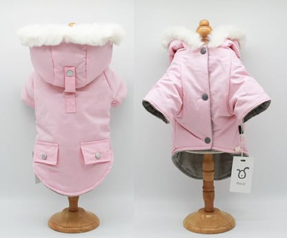 Pet Warm Dog Coat for Winter Cold Weather Clothes Hooded Dog Jacket Small Puppies Medium Large Dog Cat Clothes Insulated Padded Snow Parka - Alexander (Pink, X-Large) - color: Light Pink, size: X-Large
