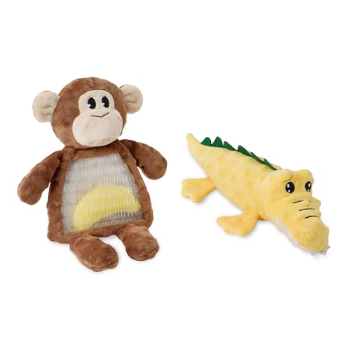 Amazon Basics Monkey and Alligator Interactive Dog Squeak Plush Toys for Puppies, Small and Medium Dogs, 2-Pack - style: Dog plush toy