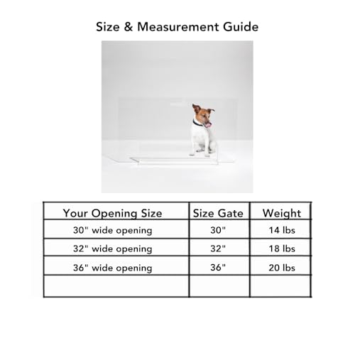 Hiddin Low Clear Freestanding Pet Gate – 30 Inch Wide Modern Acrylic Dog & Cat Barrier Panel – Transparent No-Installation Indoor Pet Fence for All Spaces – Stylish Home Safety Solution - size: 30" Width