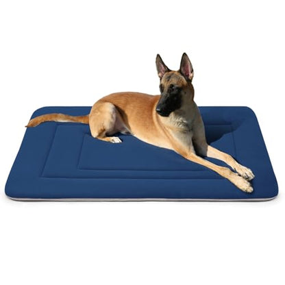 Dog Bed Soft Dog Crate Bed Pad Mat, 42 in Non Slip Bottom Washable Dog Beds for Large Dogs, Pet Bed Mattress Kennel Pad, Dark Blue - color: Dark Blue, size: 42.0"L x 28.0"W x 1.2"Th