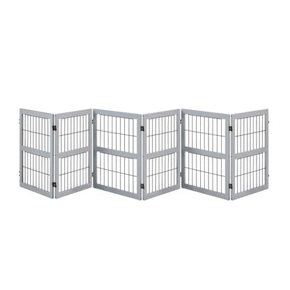 unipaws 132" Extra Wide Dog Gate, 31.5” Height Free Standing Tall Pet Fence, Foldable Cat Barriers for Home, Doorway, Stairs, Indoor Use, Grey