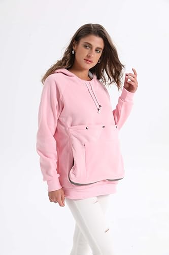 Pet Cat Dog Pouch Hoodie Small Animal Carrier – Kitten Puppy Pouch Sweatshirt Holder Fleece Unisex Hoodies Pink - color: Pink, size: X-Large