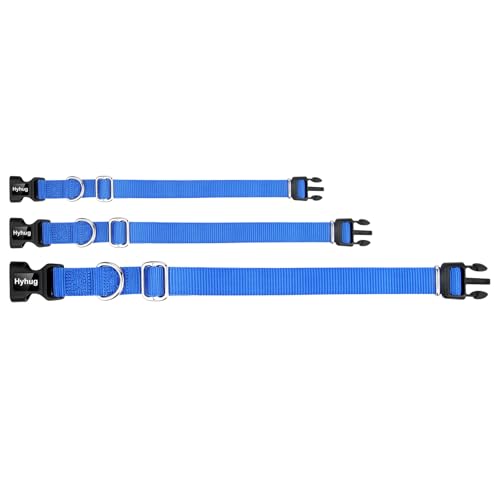 Hyhug Medium Dog Collar, Blue:Heavy-Duty Quick-Release Nylon Buckle, Adjustable & Durable, Cute Dog Collar (Medium, Bright Blue) - color: Bright Blue, size: Medium