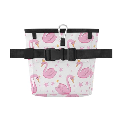 Flamingos Water-Resistant Dog Treat Pouch, 3 Ways to Wear Treat Bag with Magnetic Closure & Reflective Strip, Hands-Free for Pet Training, Walking