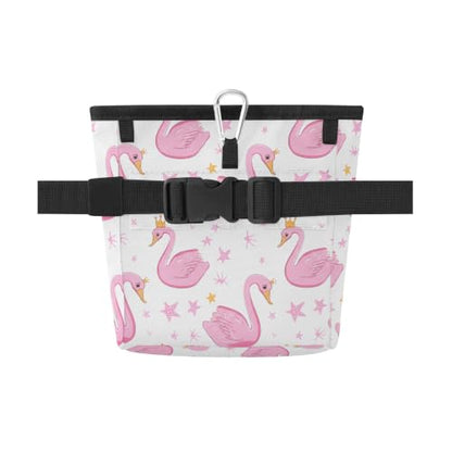 Flamingos Water-Resistant Dog Treat Pouch, 3 Ways to Wear Treat Bag with Magnetic Closure & Reflective Strip, Hands-Free for Pet Training, Walking