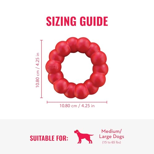 KONG Ring - Natural Rubber Ring Toy for Healthy Chewing Habits - Chew Toy Supports Dog Dental Health - Dog Toy Supports Instincts During Playtime - for Medium/Large Dogs - size: Medium