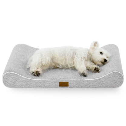 COZY KISS Dog Bed for Medium Dogs up to 65 lbs - Removable Washable Cover with Waterproof Lining & Non-Skid Bottom, Cotton-Polyester Blend Boat-Shaped Lounger Mattress, M(36x24x5.5in), Light Gray - color: Light gray, size: 36" L x 24" W x 5.5" Th
