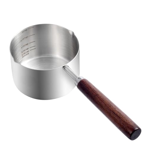 Kichwit Dog Food Scoop, 1 Cup, 304 Stainless Steel Pet Food Scoop Measuring Cup with Wooden Handle (1 Cup) - size: 1 Cup